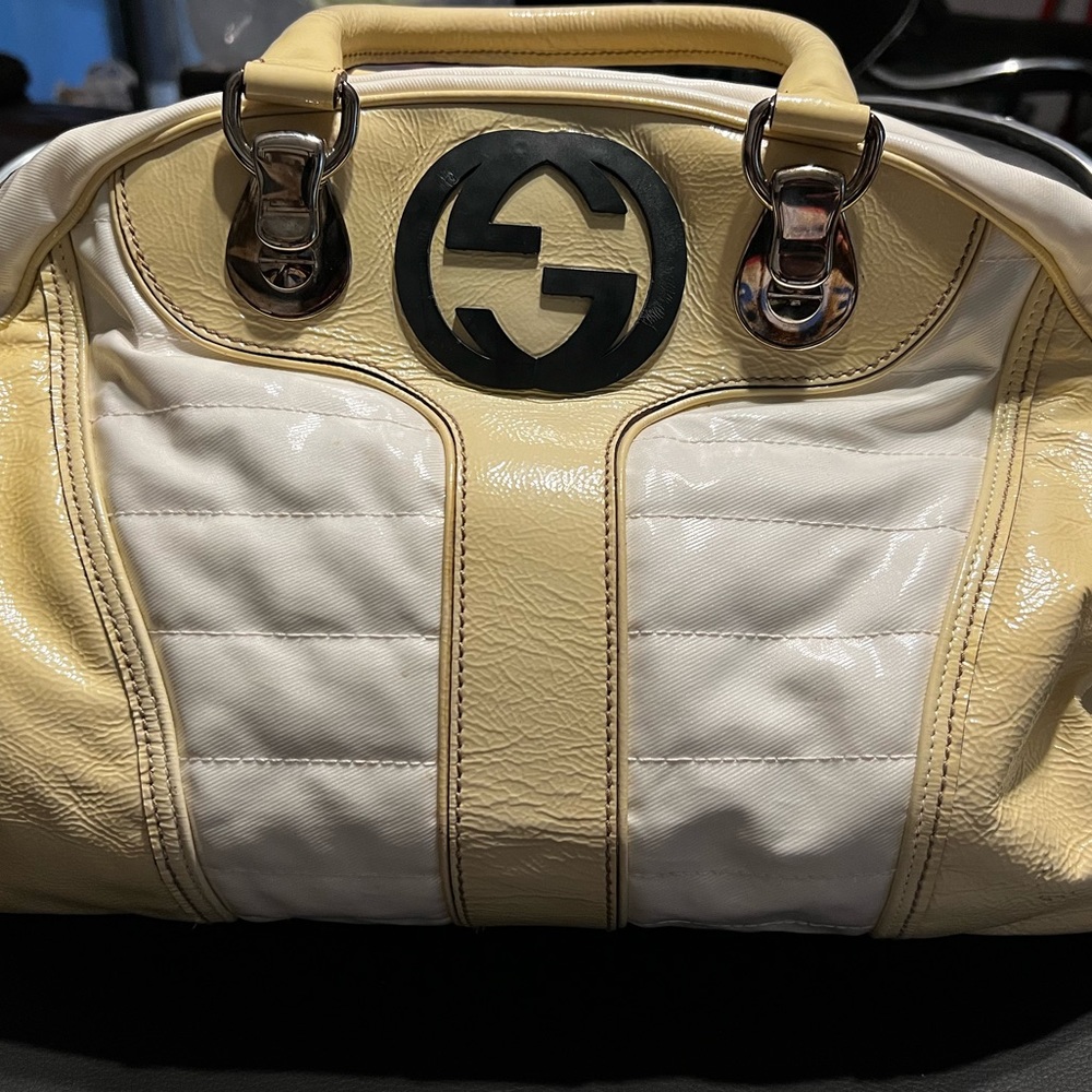 Gucci Cream and Yellow Shoulder Bag